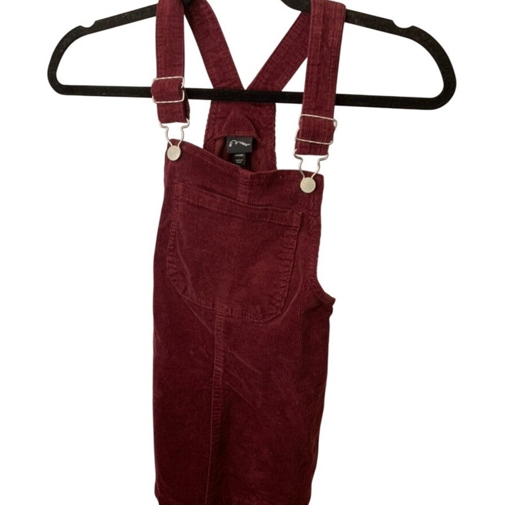 Art Class Girls Burgundy Corduroy Overall Jumper Dress Size S 6 6X